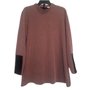 Tyler Boe Women’s Chrissy Red Black Faux Leather Long Sleeve Knit Tunic Top Sz L